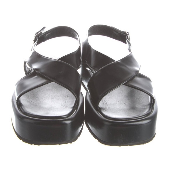 New PRADA Leather Slingback Sandals Black Size 41/ US 11 - Picture 4 of 12